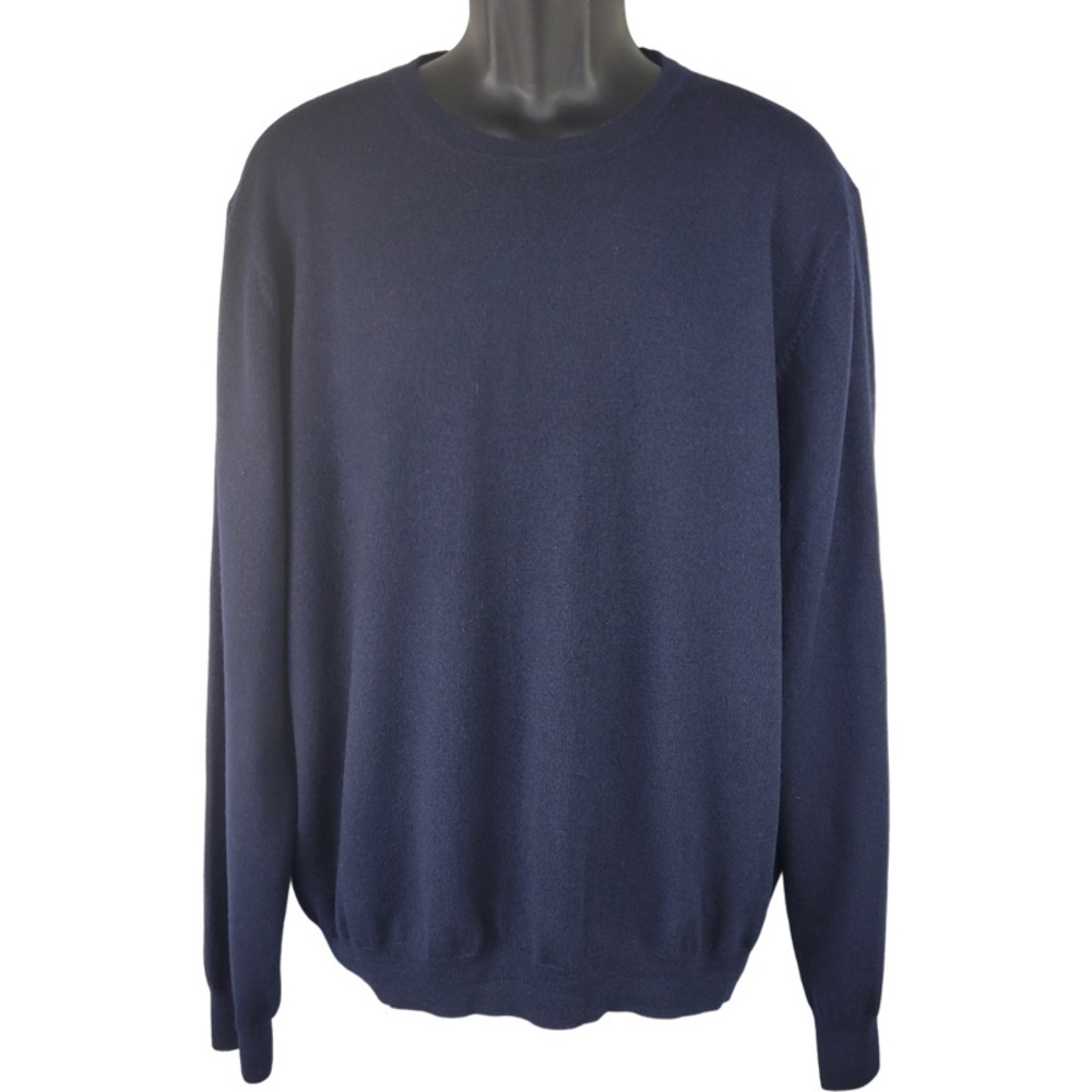✅ Davis & Squire Men’s extra fine merino Wool crewneck Sweaters navy color XXL